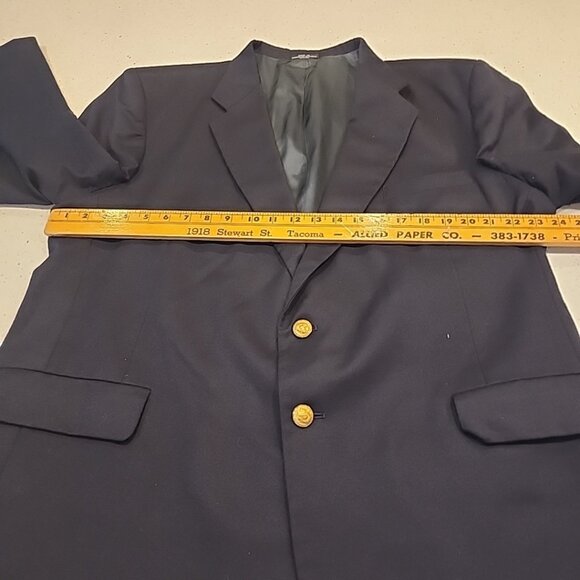 Arnold Palmer Executive Blazer Suit Jacket Navy Blue Gold Button Men's 48R Wool - Picture 8 of 11